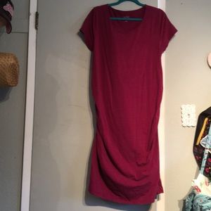 maternity short sleeved shirred  t-shirt dress